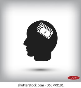 Head with dollar symbol icon