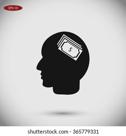 Head with dollar symbol icon