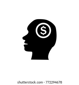 Head with dollar symbol icon. Strategy managment Icon. Premium quality graphic design. Signs, symbols collection, simple icon for websites, web design, mobile app on white background