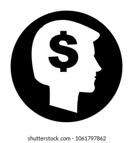 Head with dollar vector icon. Vector illustration
