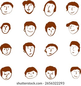 cara de homem de personagem de doodle de cabeça