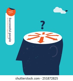Head doubting which direction is the best. Vector illustration Eps10 file. Global colors. Text and Texture in separate layers.