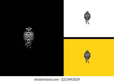 head dragon and chain vector line art design