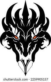 head  dragon design black and white