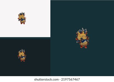 head dragon and flames vector illustration design
