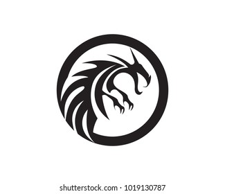Head dragon flat color logo template vector illustration
