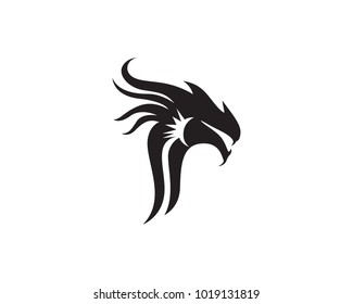 Head dragon flat color logo template vector illustration
