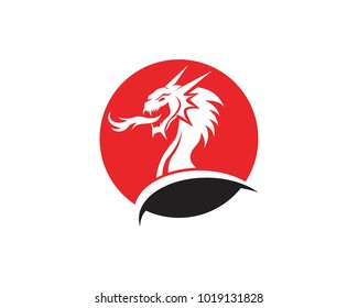 Head dragon flat color logo template vector illustration
