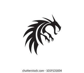 Head dragon flat color logo template vector illustration
