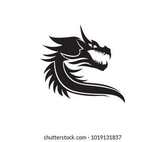 Head dragon flat color logo template vector illustration
