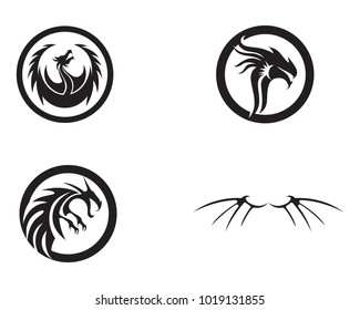 Head dragon flat color logo template vector illustration
