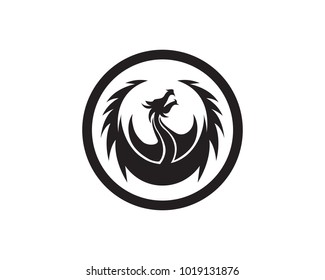 Head dragon flat color logo template vector illustration
