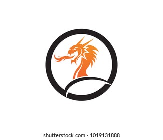Head dragon flat color logo template vector illustration
