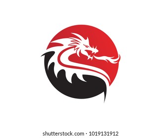 Head dragon flat color logo template vector illustration
