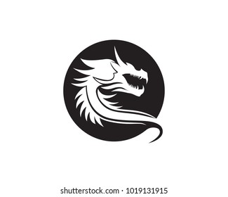 Head dragon flat color logo template vector illustration
