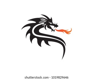 Head dragon flat color logo template vector illustration
