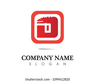 Head dragon flat color logo template vector illustration
