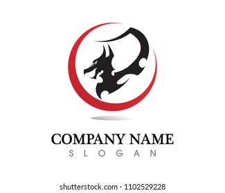 Head dragon flat color logo template vector illustration
