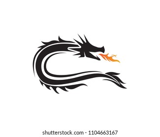 Head dragon flat color logo template vector illustration
