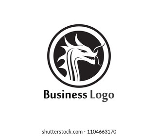 Head dragon flat color logo template vector illustration
