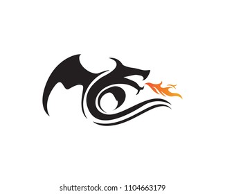 Head dragon flat color logo template vector illustration