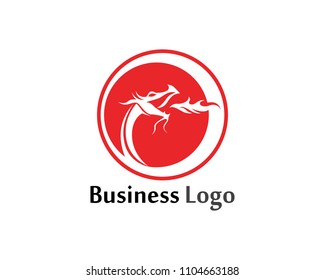 Head dragon flat color logo template vector illustration
