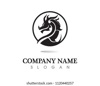 Head dragon flat color logo template vector illustration
