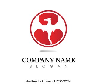 Head dragon flat color logo template vector illustration
