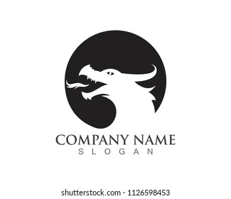 Head dragon flat color logo template vector illustration