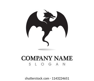 Head dragon flat color logo template vector illustration
