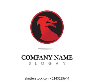 Head dragon flat color logo template vector illustration
