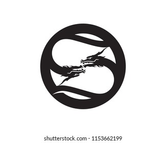 Head dragon flat color logo template vector illustration
