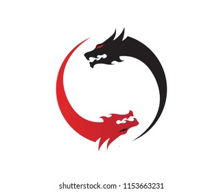 Head dragon flat color logo template vector illustration

