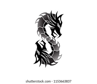 Head dragon flat color logo template vector illustration