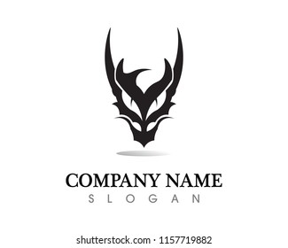 Head dragon flat color logo template vector illustration