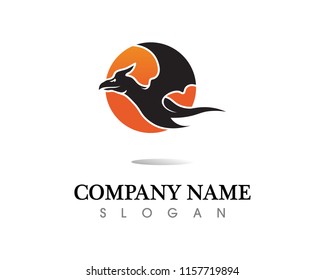 Head dragon flat color logo template vector illustration