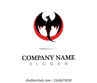 Head dragon flat color logo template vector illustration