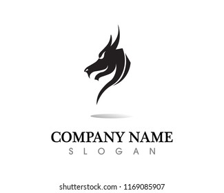 Head dragon flat color logo template vector illustration