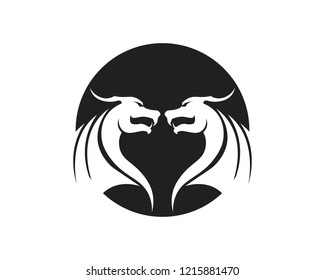 Head dragon flat color logo template vector illustration
