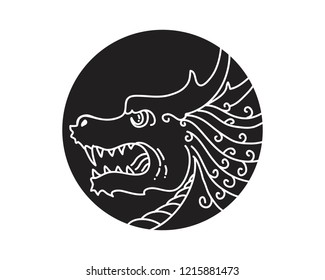 Head dragon flat color logo template vector illustration