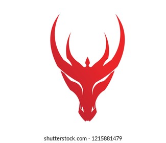 Head dragon flat color logo template vector illustration