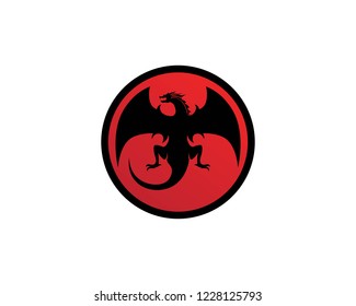 Head dragon flat color logo template vector illustration