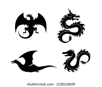 Head dragon flat color logo template vector illustration
