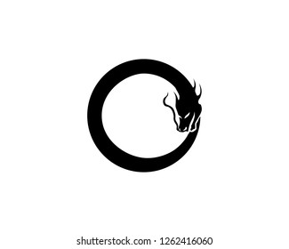 Head dragon flat color logo template vector illustration

