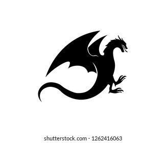 Head dragon flat color logo template vector illustration

