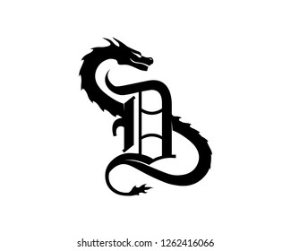 Head dragon flat color logo template vector illustration

