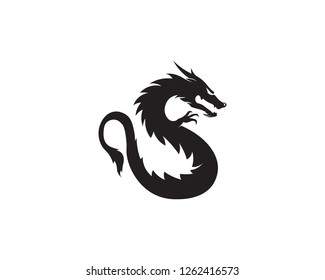Head dragon flat color logo template vector illustration