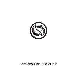 Head dragon flat color logo template vector illustration