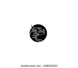 Head dragon flat color logo template vector illustration
