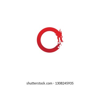 Head dragon flat color logo template vector illustration